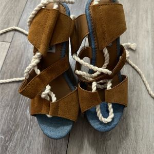 Steve Madden brown suede strappy heels with rope laces (Sailboat)